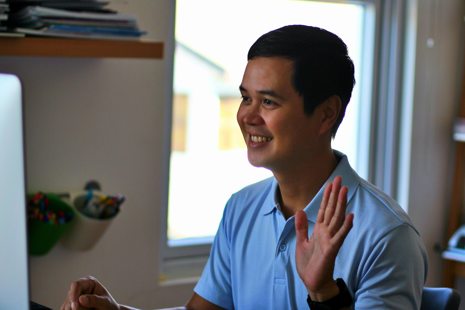 Collection officer at his desk